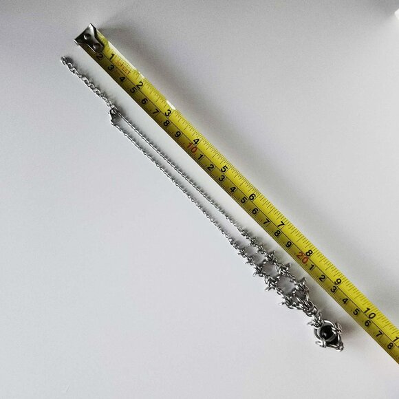 Gothic silver thorns & onyx pearl choker necklace - Picture 7 of 8